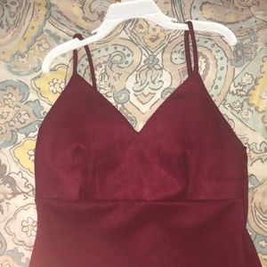 Maroon suede like dress. Size junior small.